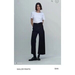 Jesse Kamm Sailor Pants Women’s Size 6 Black Canvas Wide Leg Button Fly
